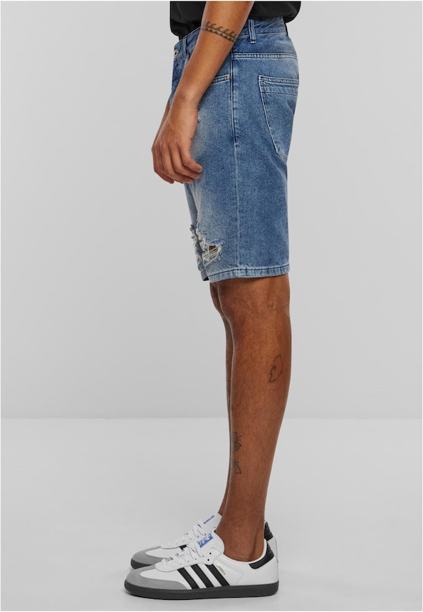 2Y Destroyed Denim Shorts-2