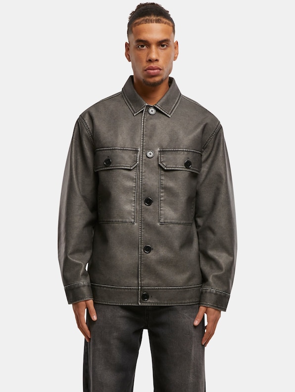 Urban Classics Synthetic Vintage Leather Shirt Jacket-2