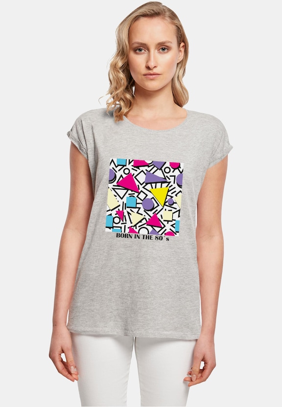 Ladies Geometric Retro Extended Shoulder Tee-0