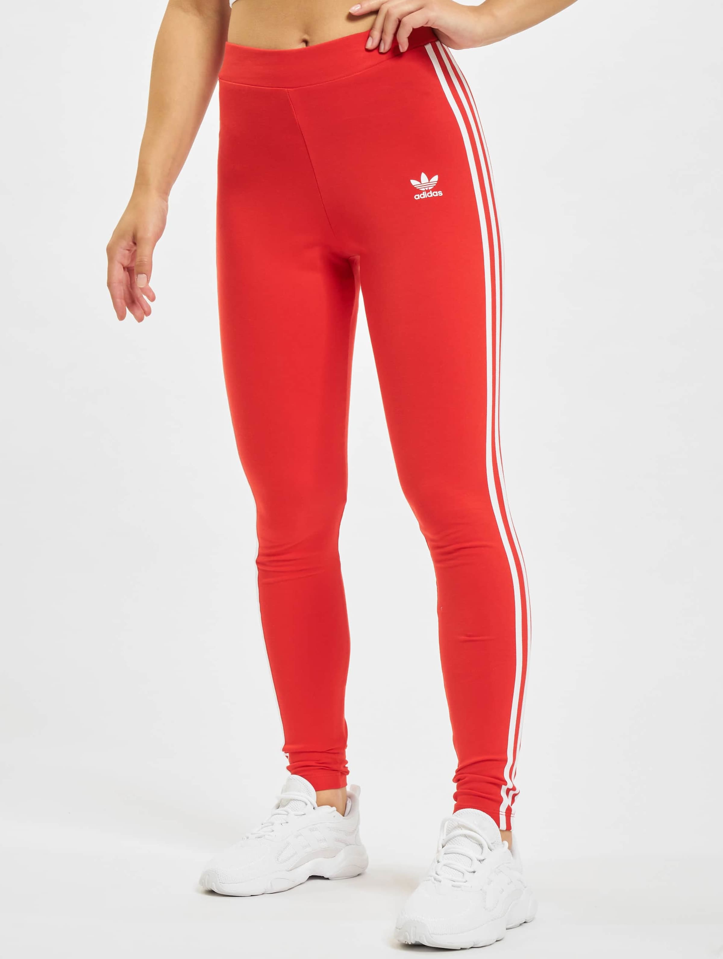 Red adidas clearance leggings 3 stripes