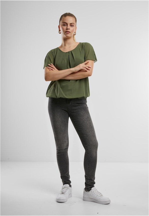 Cloud5ive Damen Chiffon Top 2-lagig mit Fledermausärmeln-3