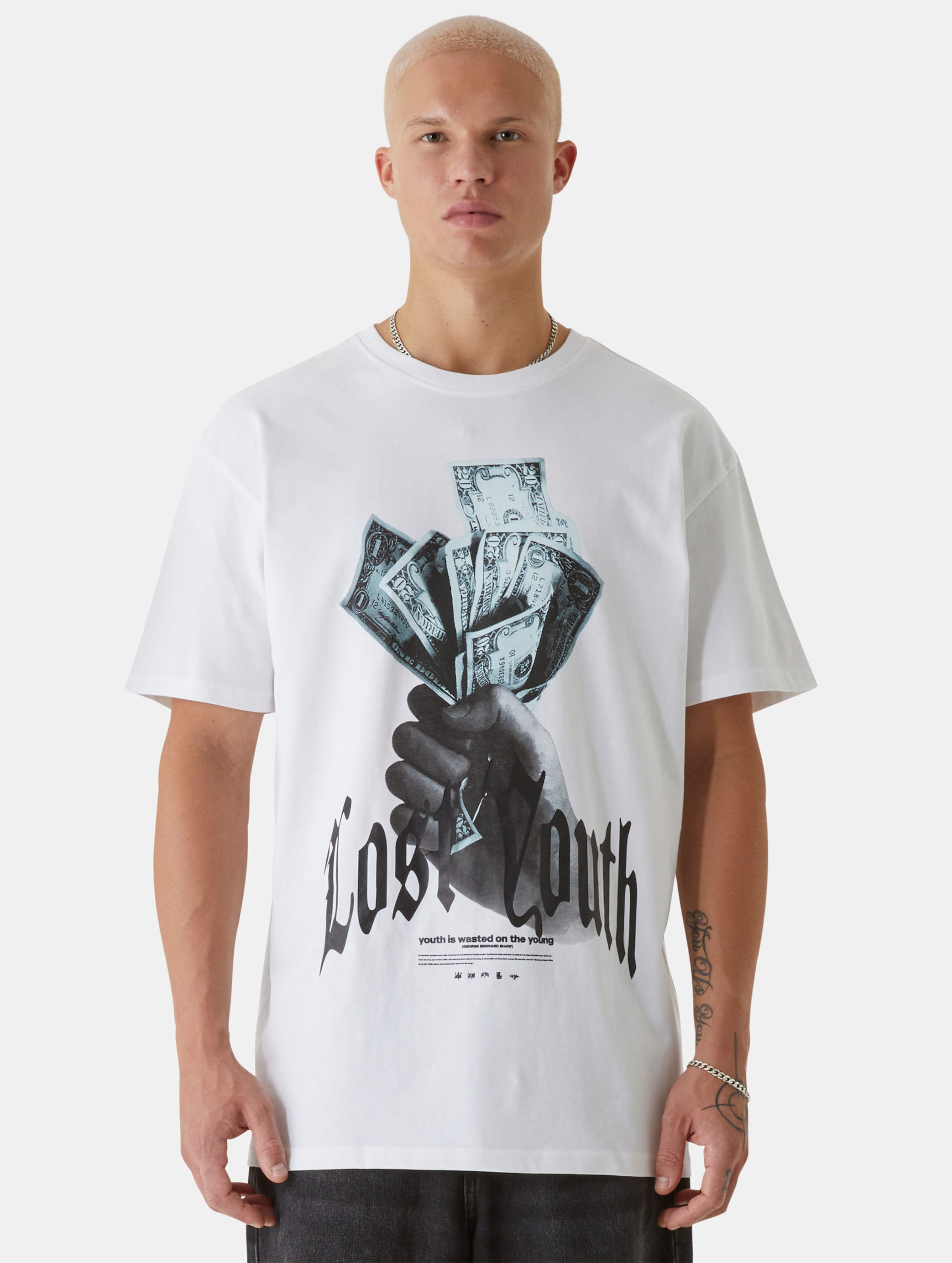 Lost Youth LY TEE- MONEY V.1 Mannen op kleur wit, Maat 3XL