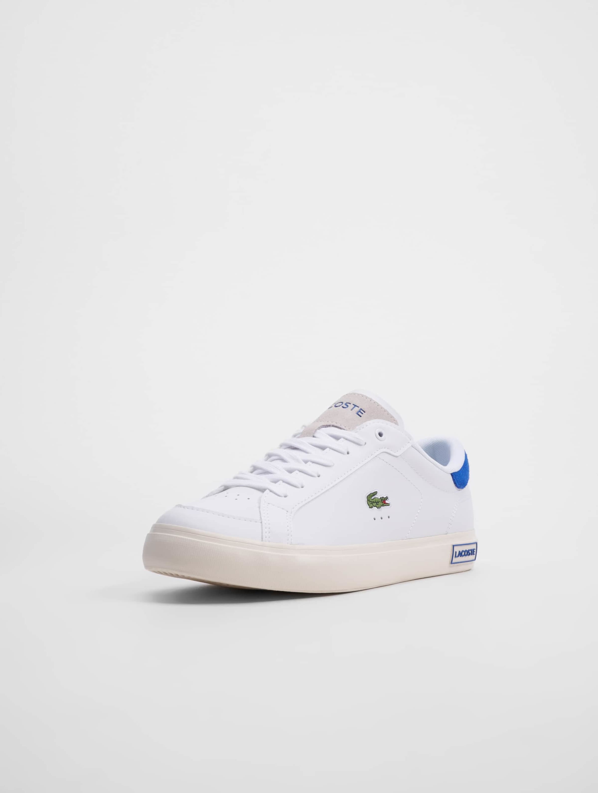 Lacoste shoes best sale white and blue