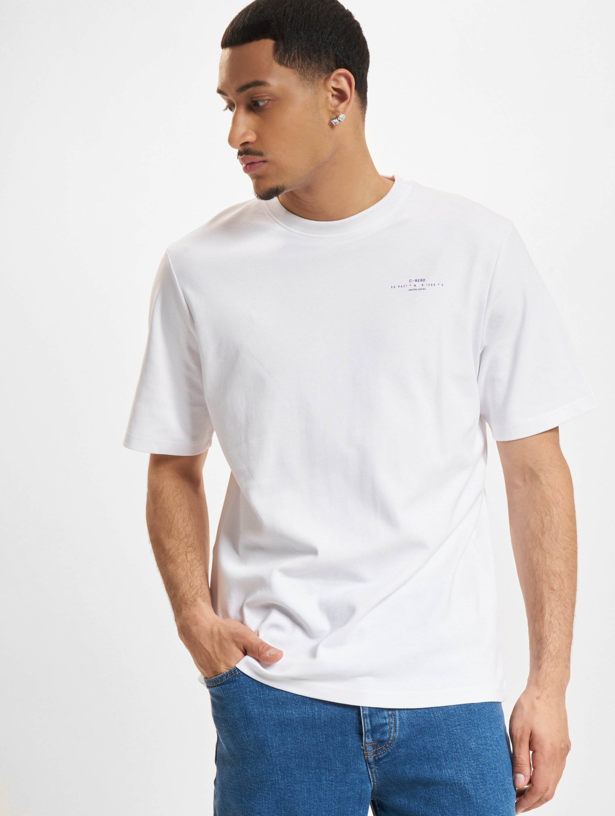 Jack & Jones Text Crew Neck T-Shirt Männer,Unisex op kleur wit, Maat XL