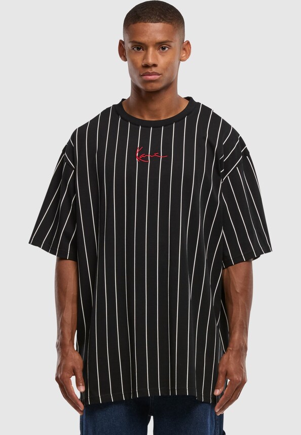 PS-KKMQ32063BLK KK Small Signature Pinstripe Tee black/white Plus Size-2