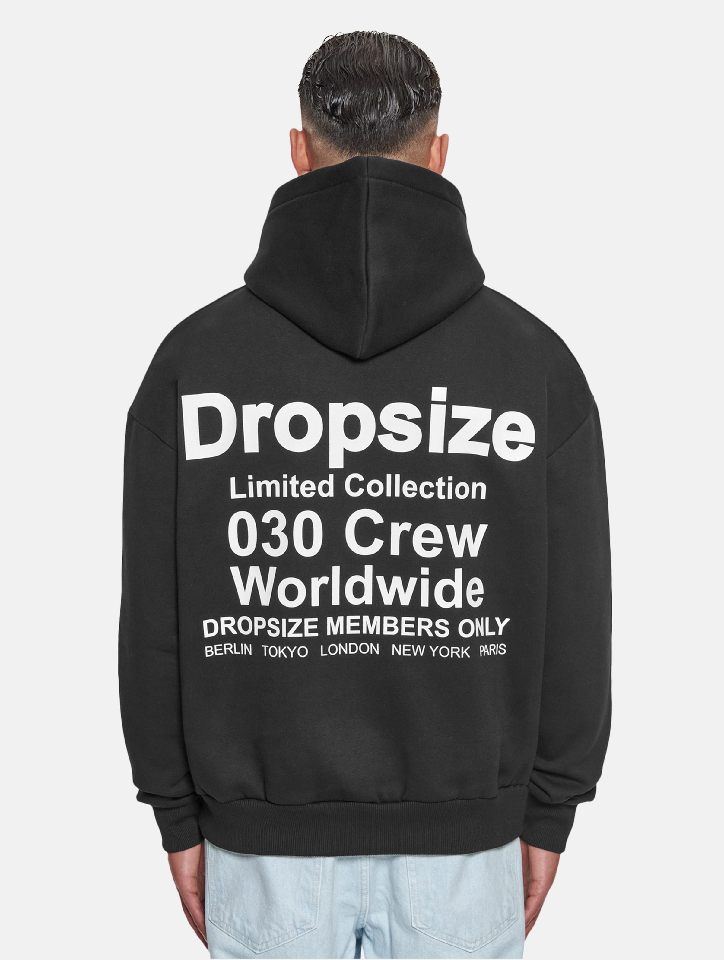 Dropsize Heavy Oversize Members Only Hoodie op kleur zwart, Maat L