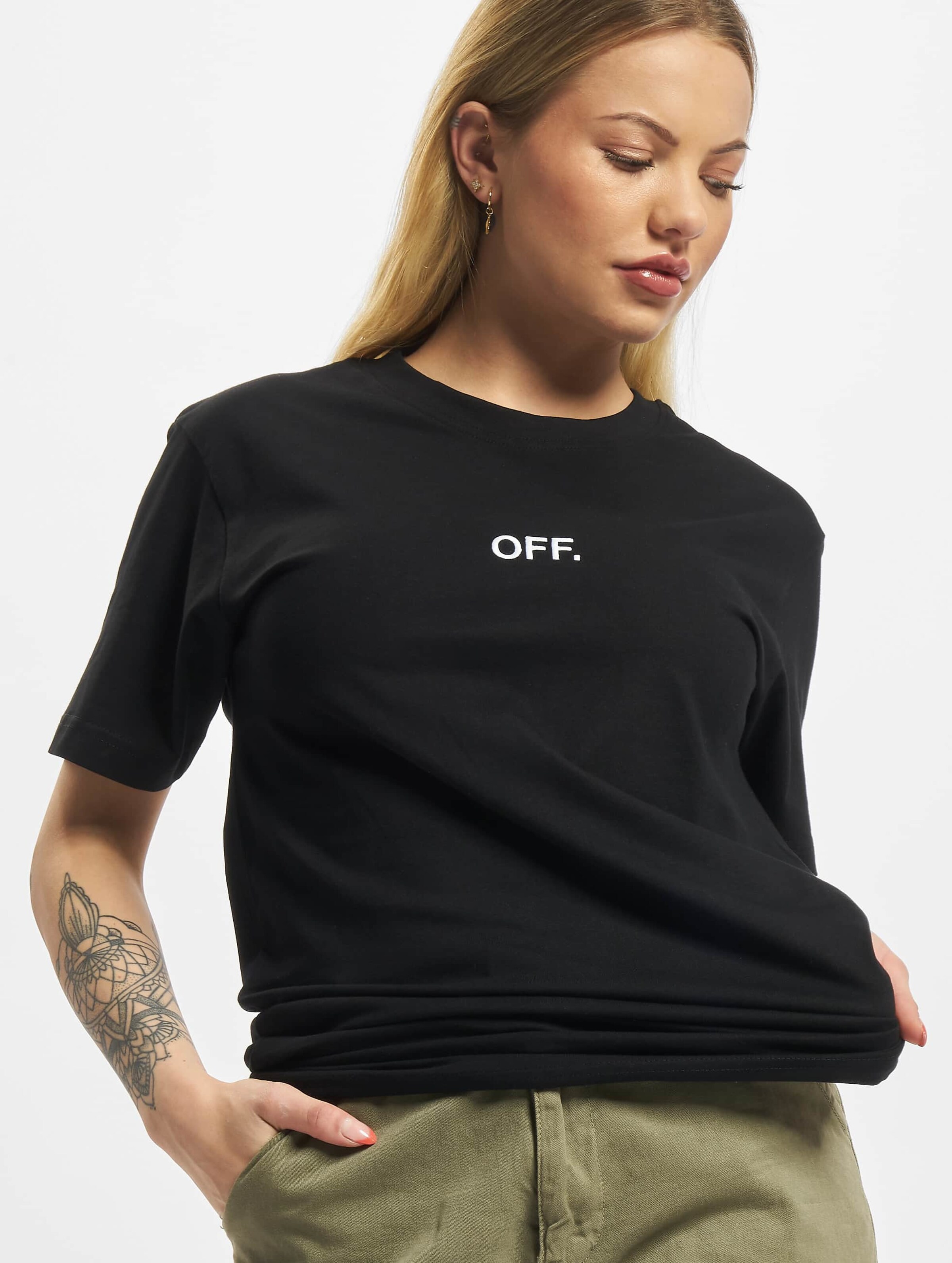 Mister Tee Ladies OFF EMB Vrouwen op kleur zwart, Maat L