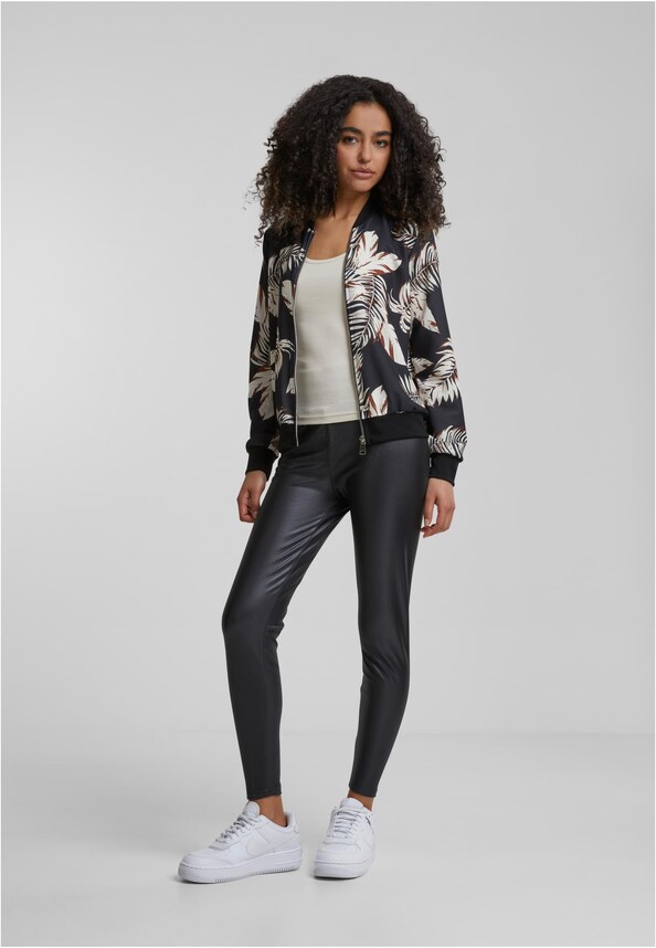 Cloud5ive Damen Blouson Bomberjacke mit Blätter Print-3
