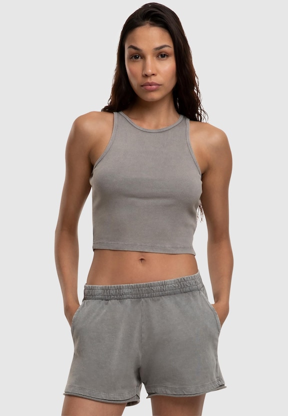 Ladies Washed Rib Jersey Cropped Top-0