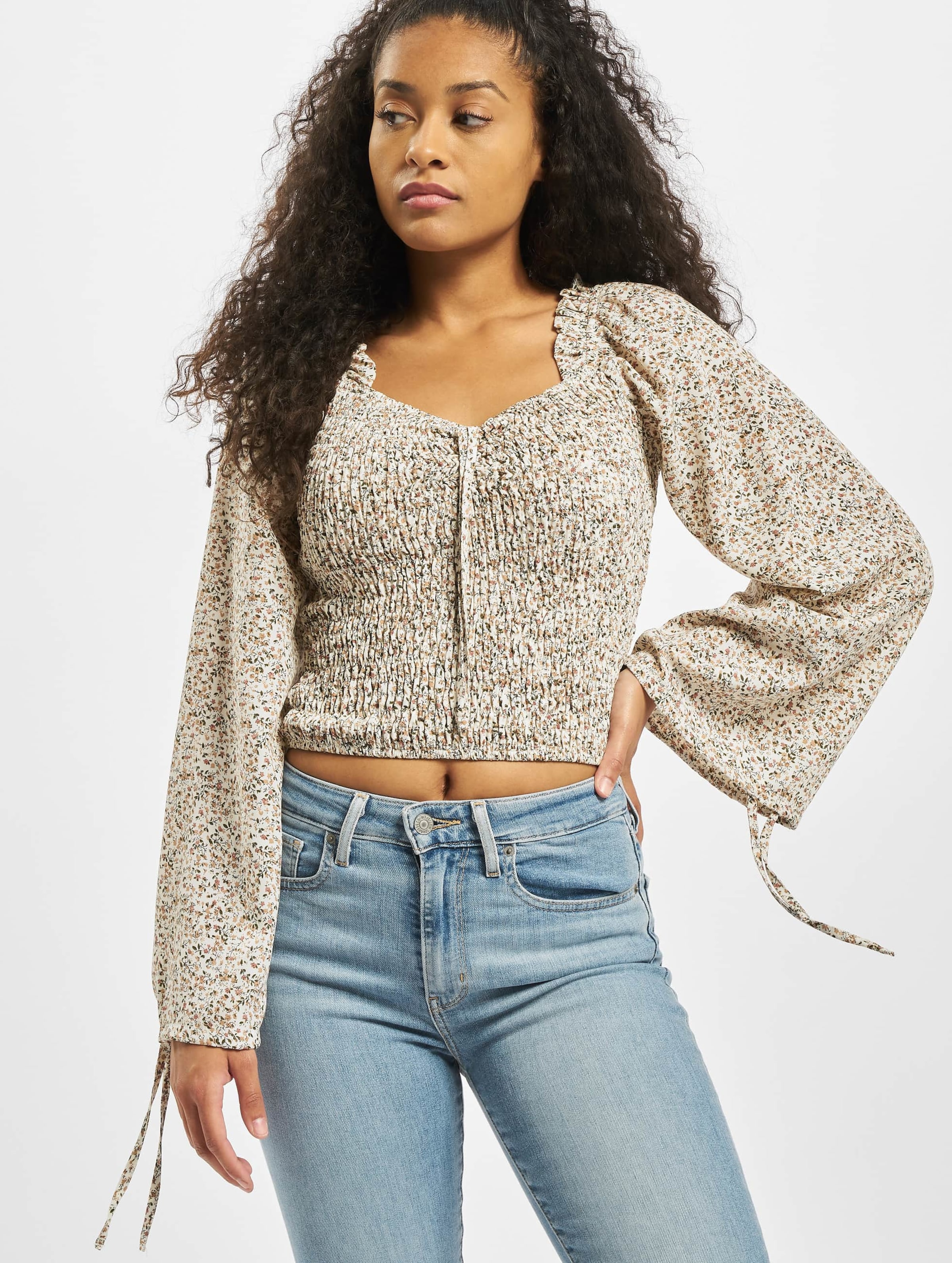 Missguided Shirred Balloon Sleeve Milkmaid Ditsy Floral Top Frauen,Unisex op kleur kleurrijk, Maat 42