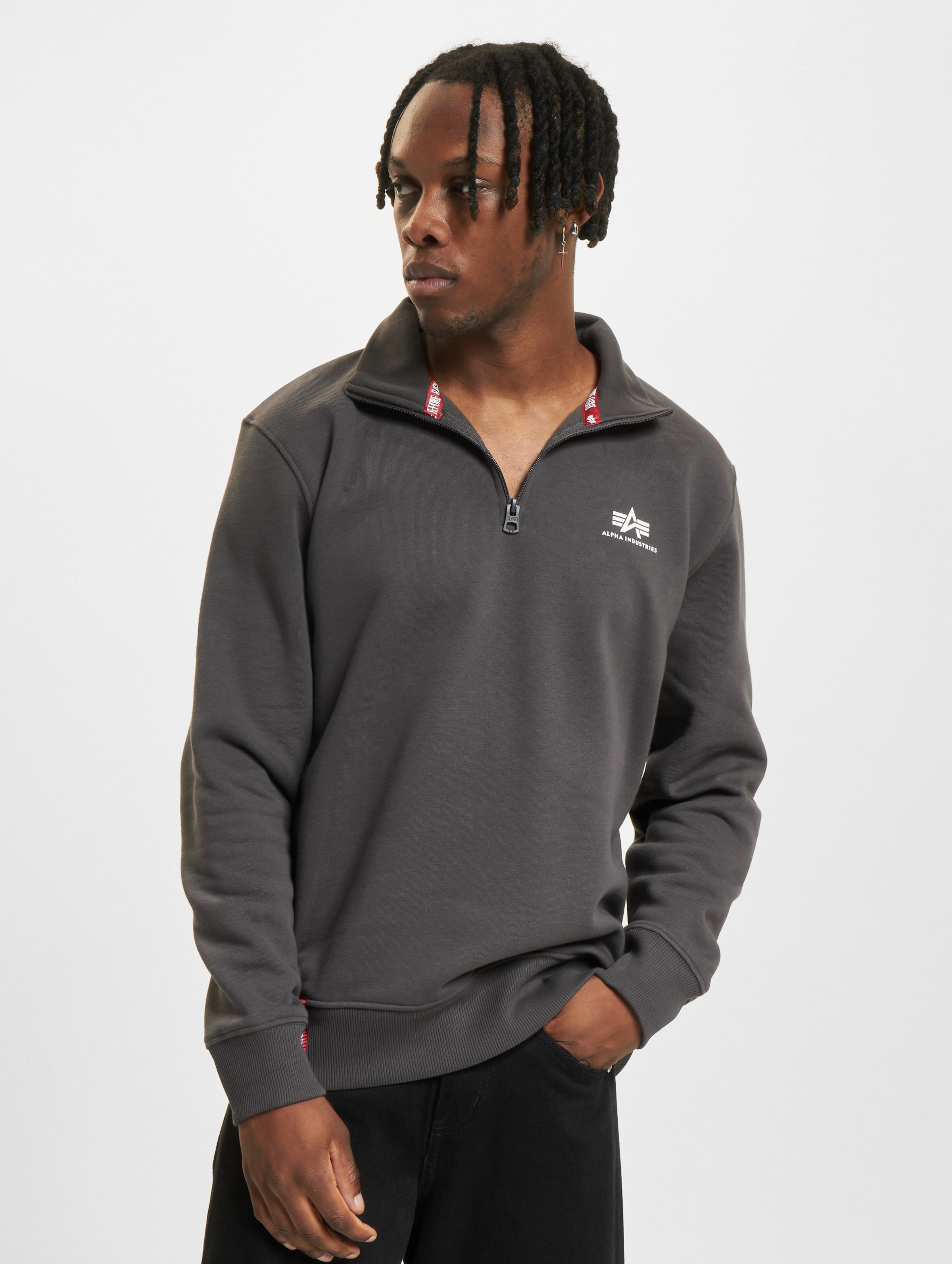 Alpha Industries Half Zip Pullover Männer,Unisex op kleur grijs, Maat XL