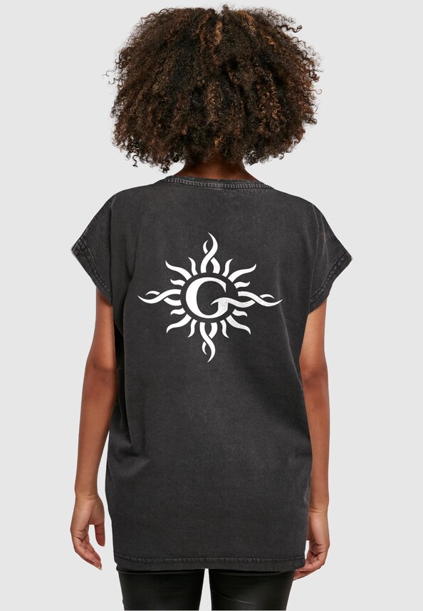 Ladies Godsmack - Lunar Phases Acid Washed T-Shirt-1