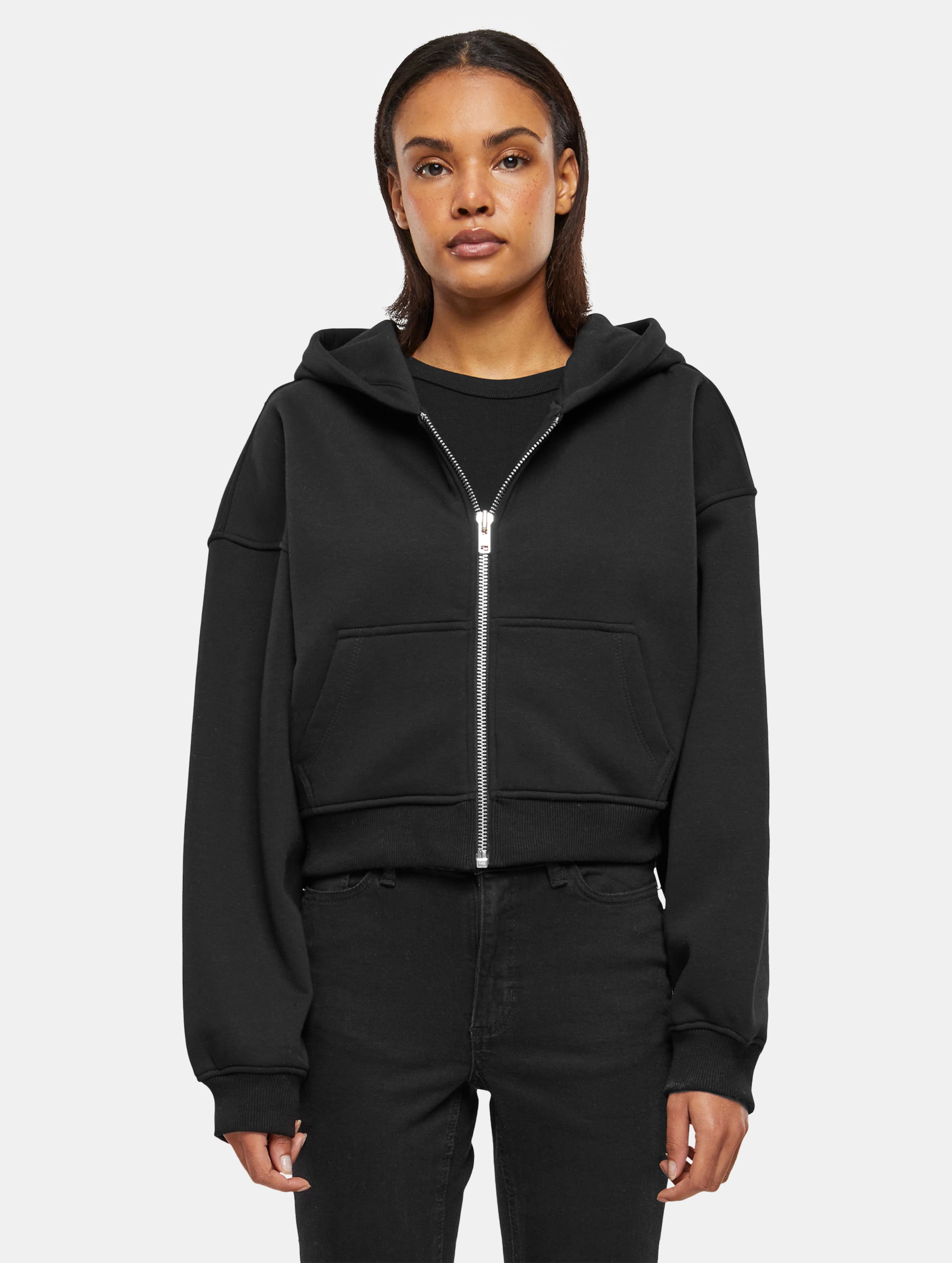 Prohibited Cropped Zip Hoodies Frauen,Unisex op kleur zwart, Maat XL