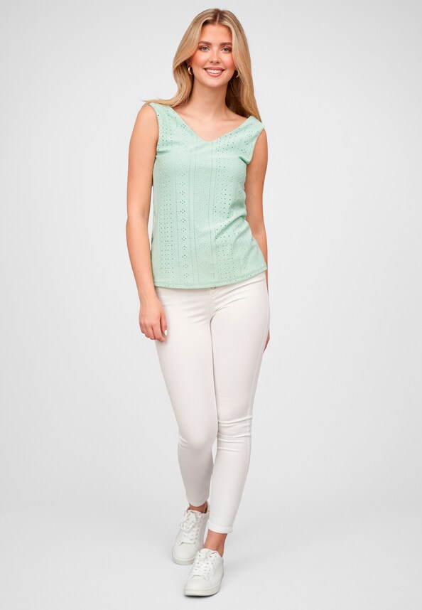 Cloud5ive Damen Top mit Lochmuster und hinten offen in Wickeloptik-4