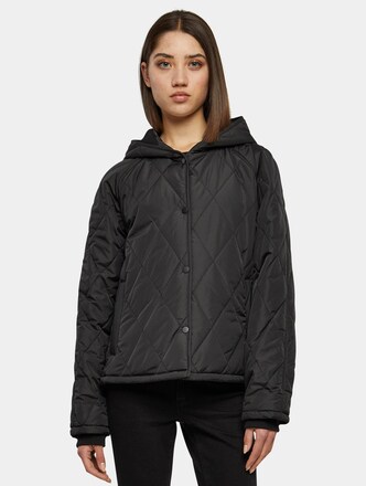 Ladies Oversized Diamond Quilted Hooded Jacket