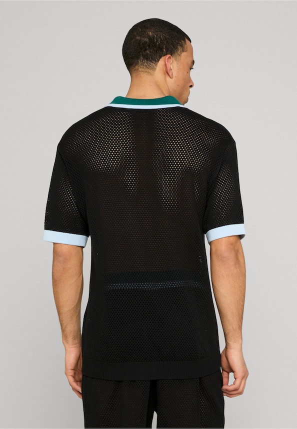 Hole Knit Polo Shirt-1