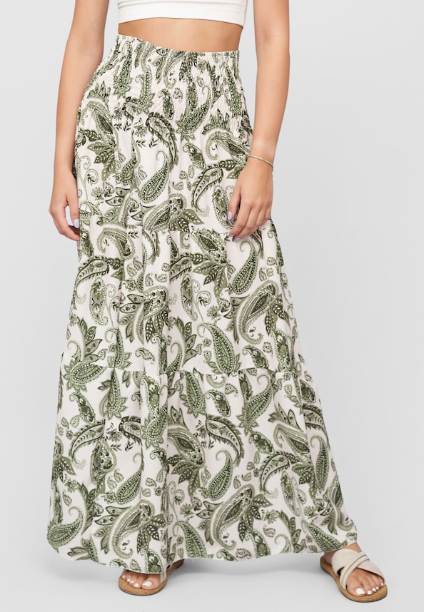 Maxi Skirt with paisley print-0