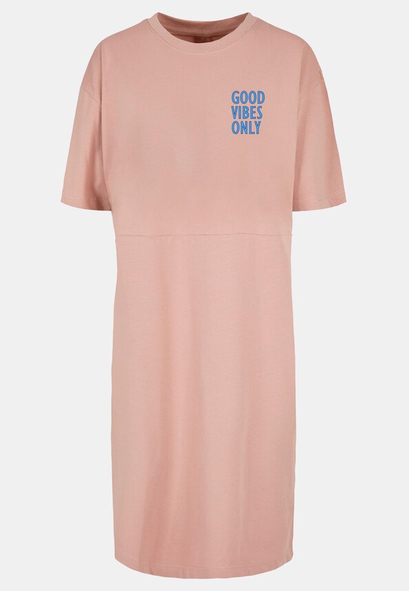 Ladies Good Vibes Only Oversized Slit Tee Dress-4