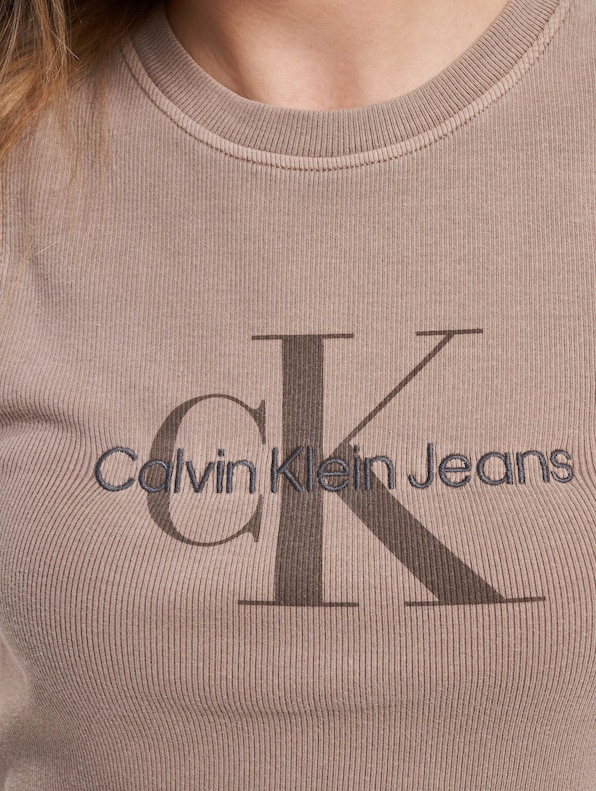 Calvin Klein Jeans Mineral Dye Rib Crop Top, DEFSHOP