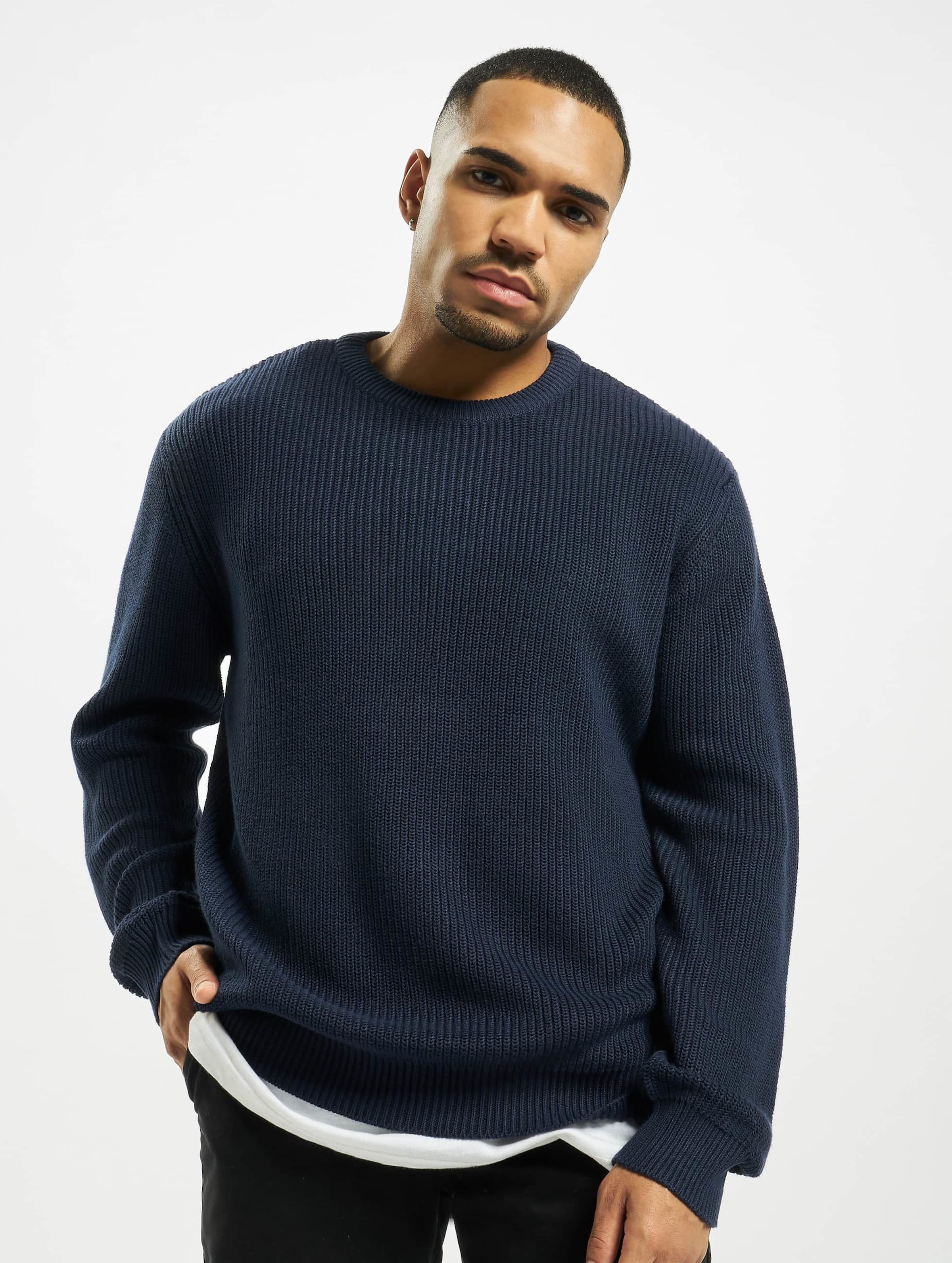 Urban Classics Cardigan Stitch Sweater Mannen op kleur blauw, Maat S