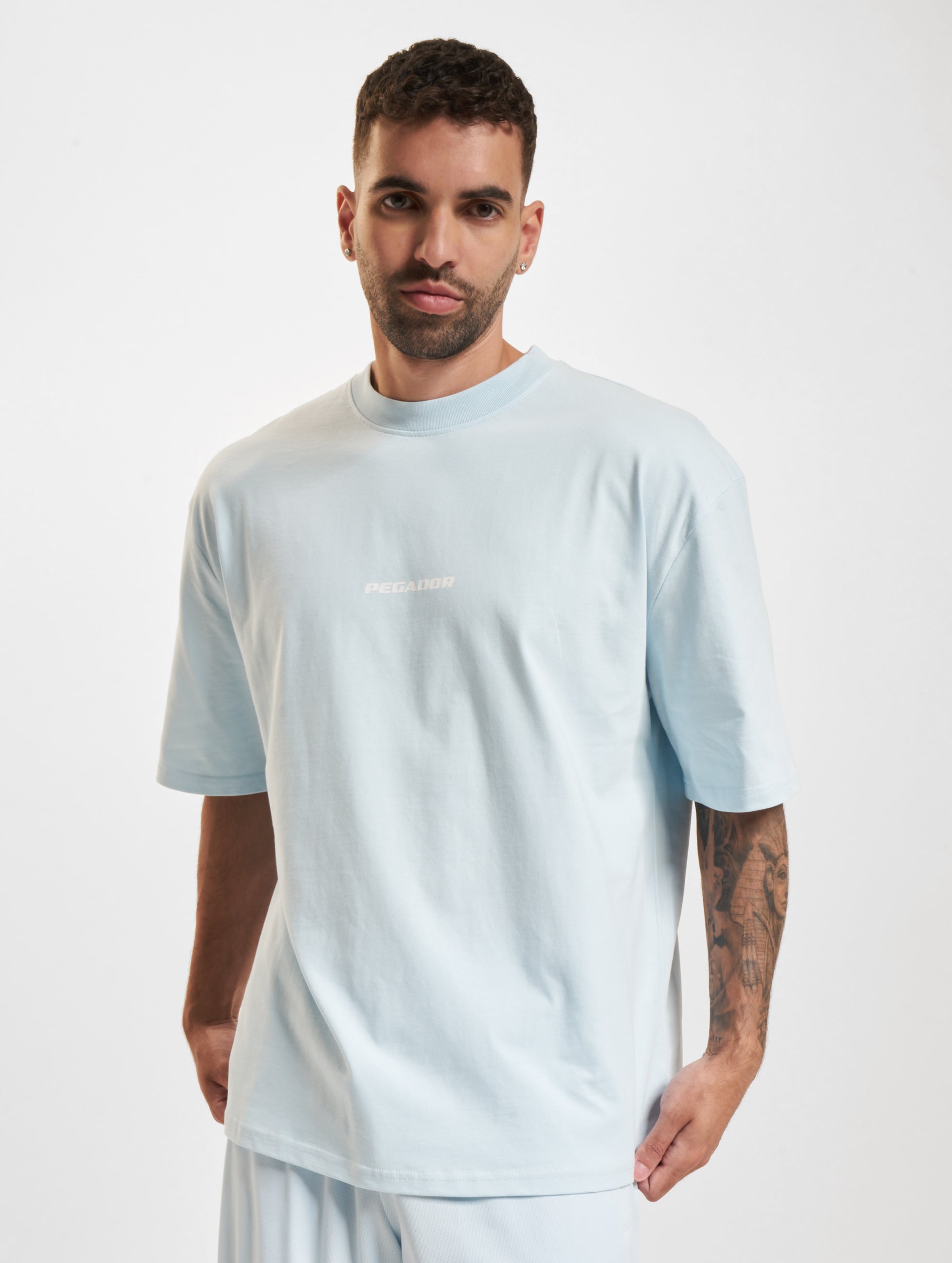 PEGADOR Colne Logo Oversized T-Shirts Männer,Unisex op kleur blauw, Maat XXL
