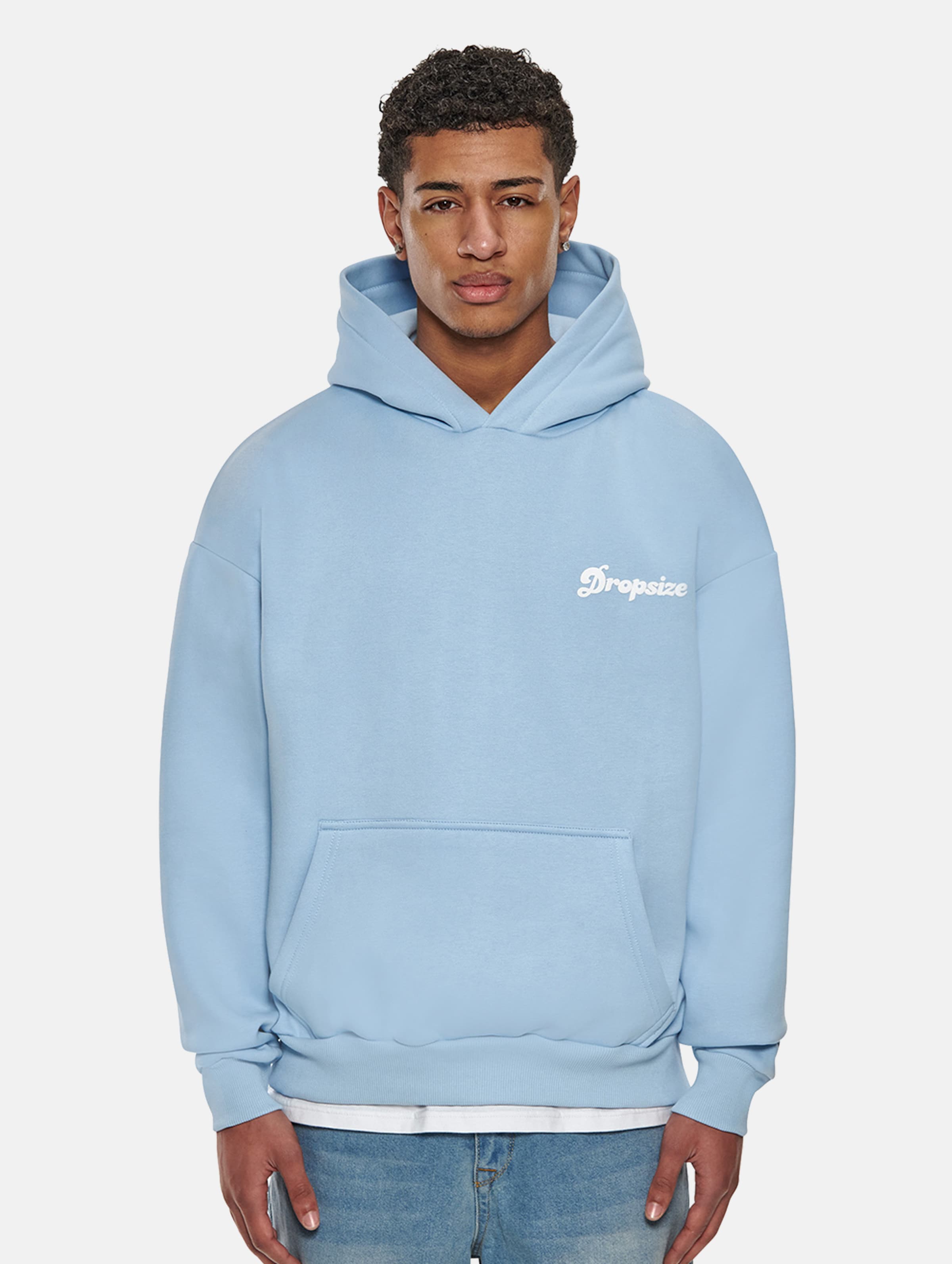 Dropsize Heavy Oversize Pray Love Hustle Hoodies op kleur blauw, Maat L