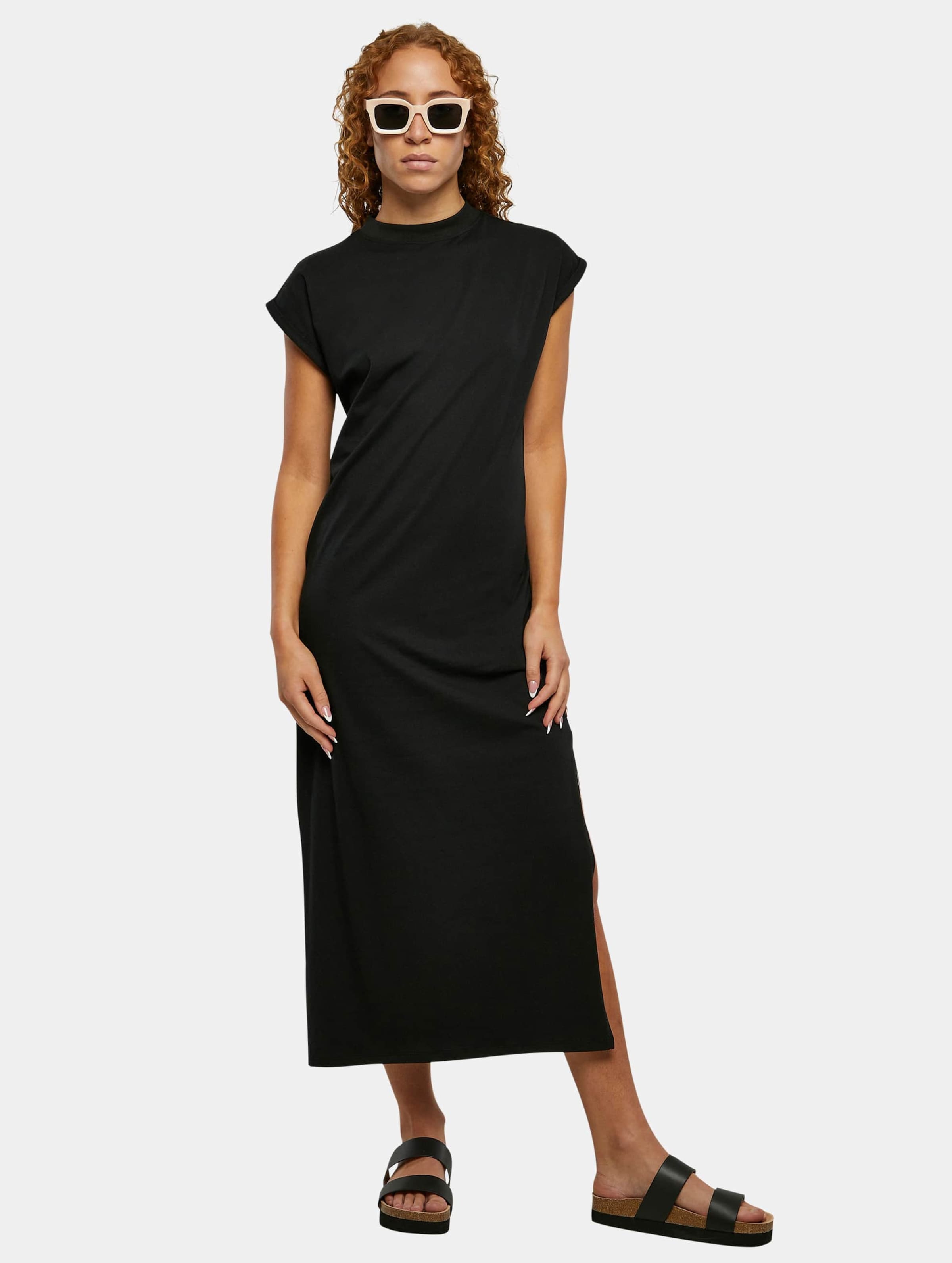 Urban Classics Ladies Long Extended Shoulder Dress Vrouwen op kleur zwart, Maat L
