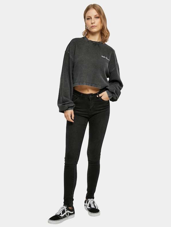 Ladies Cropped Small Embroidery Terry Crewneck-2