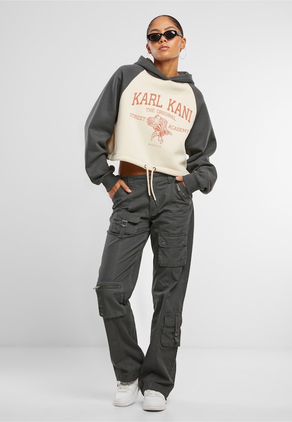 Karl Kani Woven Signature Street Academy Crop Raglan Hoodie-2