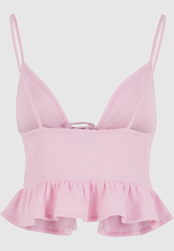 Ladies Waffle Pique Ruffle Top-5