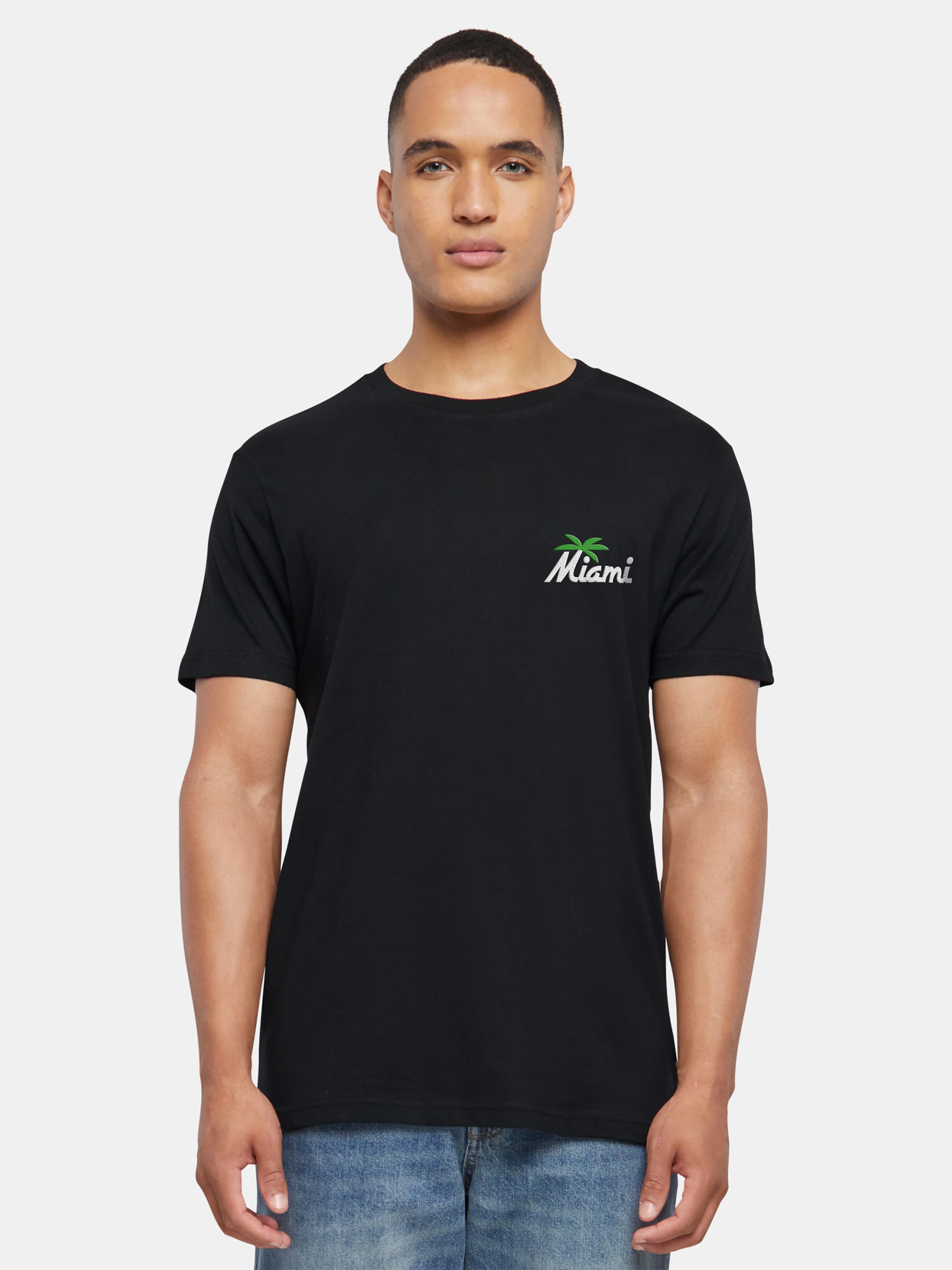 Mister Tee - Miami Palm Tree EMB Heren T-shirt - L - Zwart