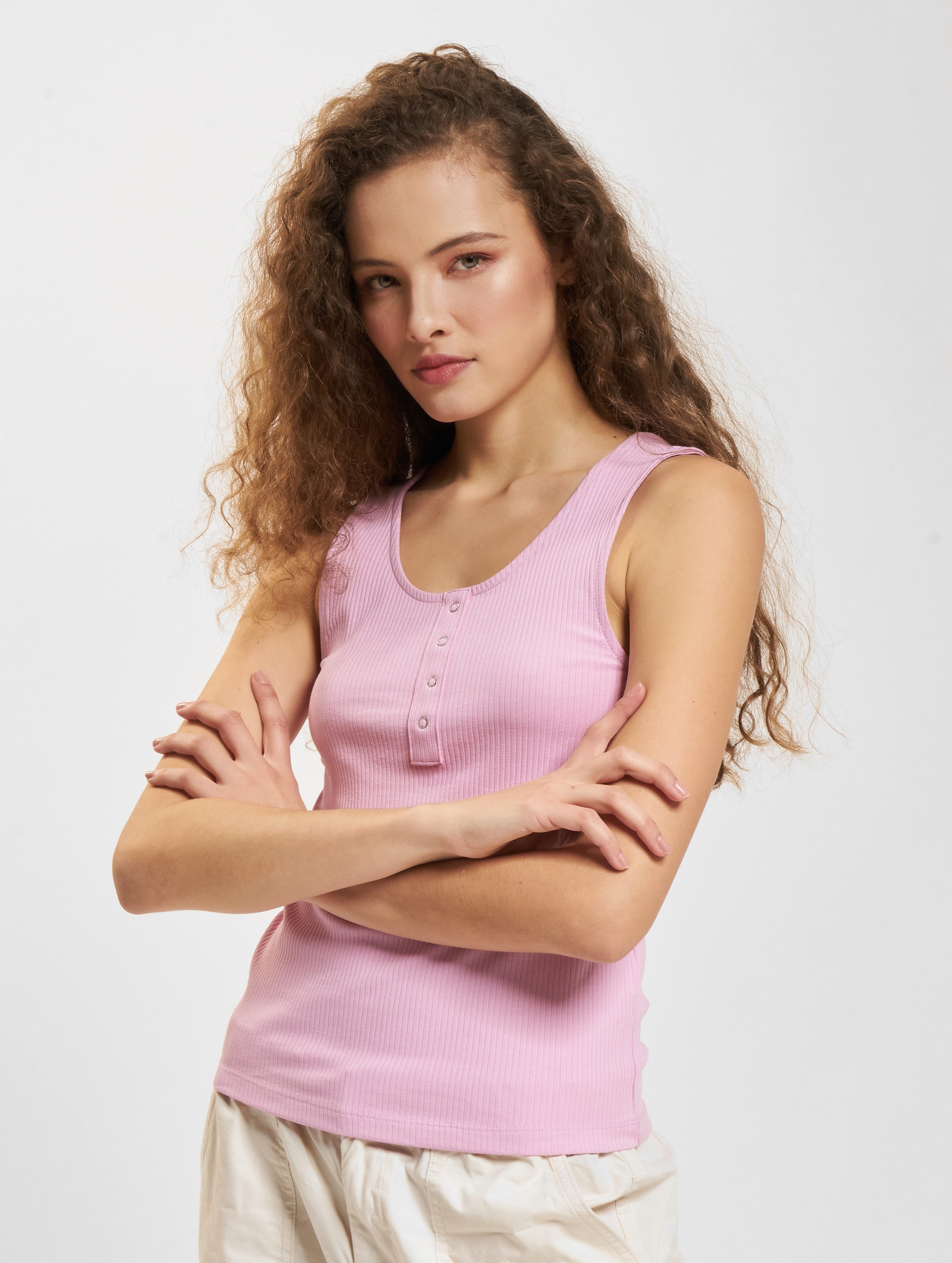 Only Simple Jersey Sleeveless Button Tank Top Vrouwen op kleur roze, Maat XL
