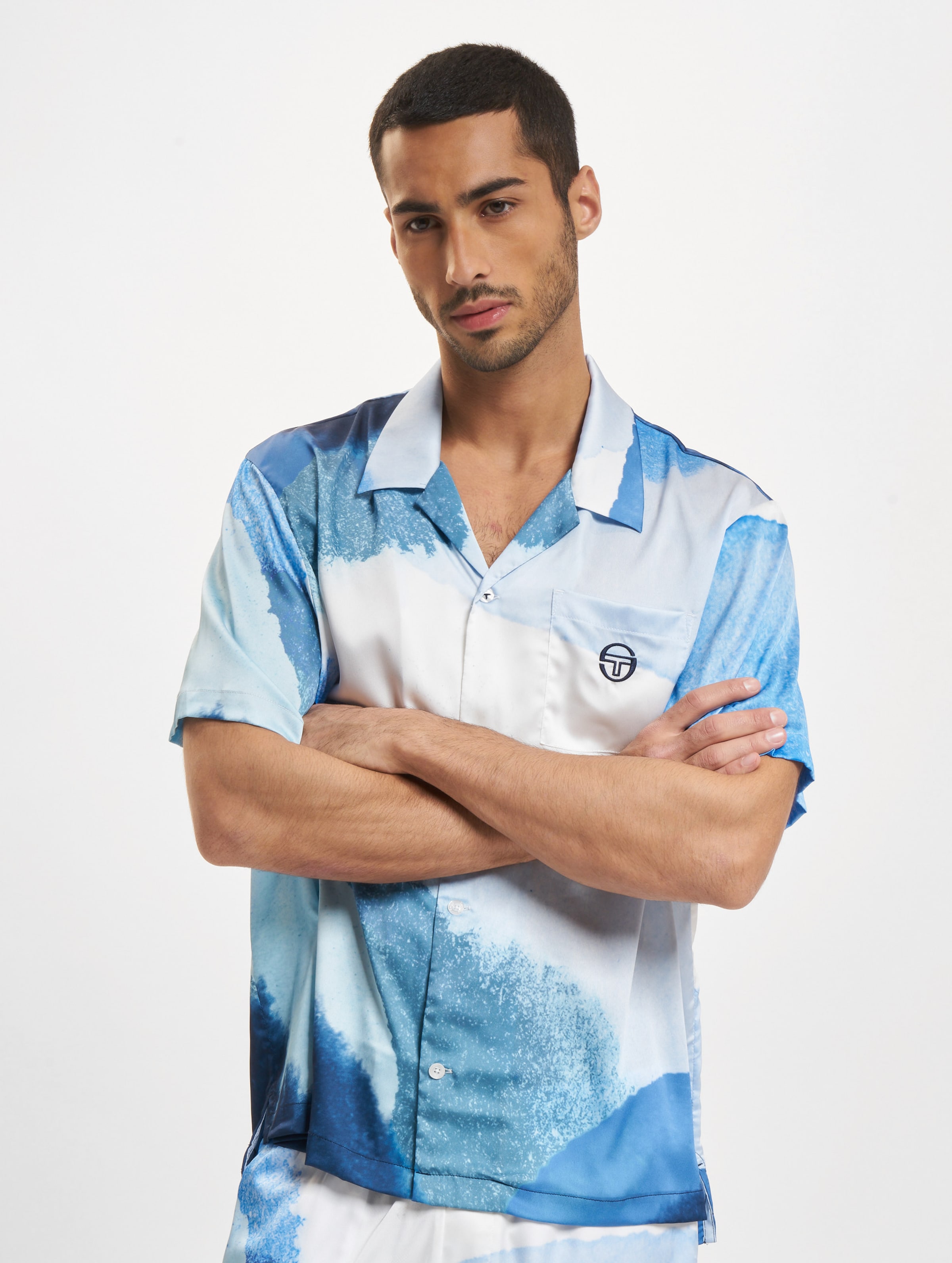 Sergio Tacchini Spiaggia Cabana Shirt Mannen op kleur blauw, Maat XL