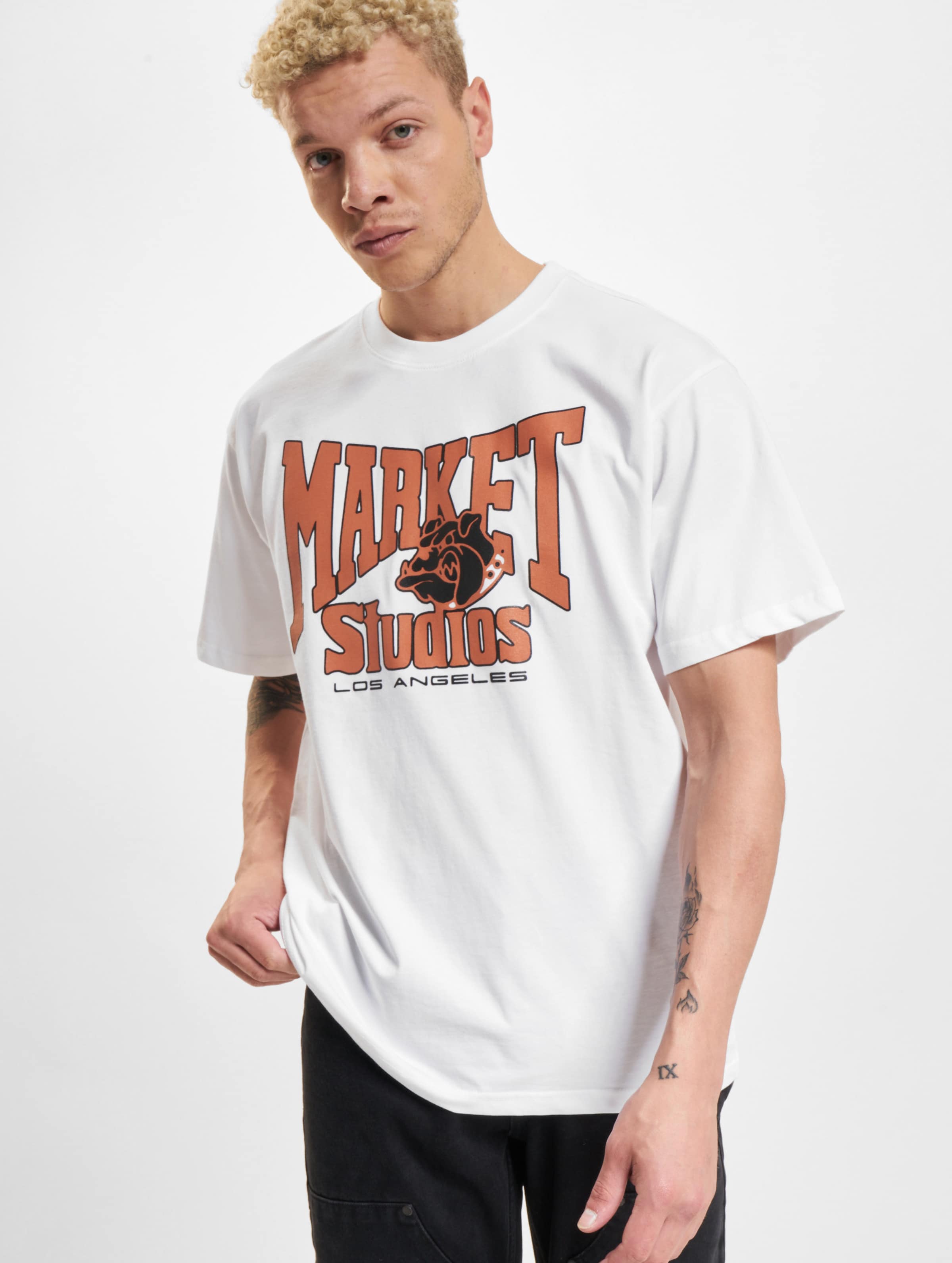Market Bulldogs T-Shirts Männer,Unisex op kleur wit, Maat S
