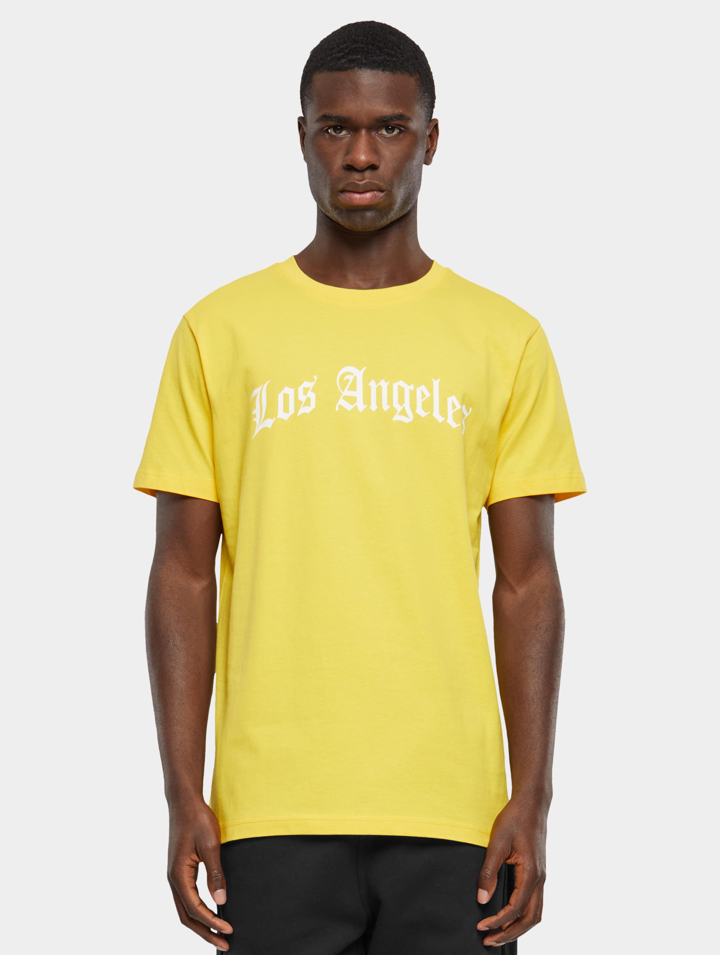 Mister Tee Los Angeles Wording Mannen op kleur geel, Maat XS