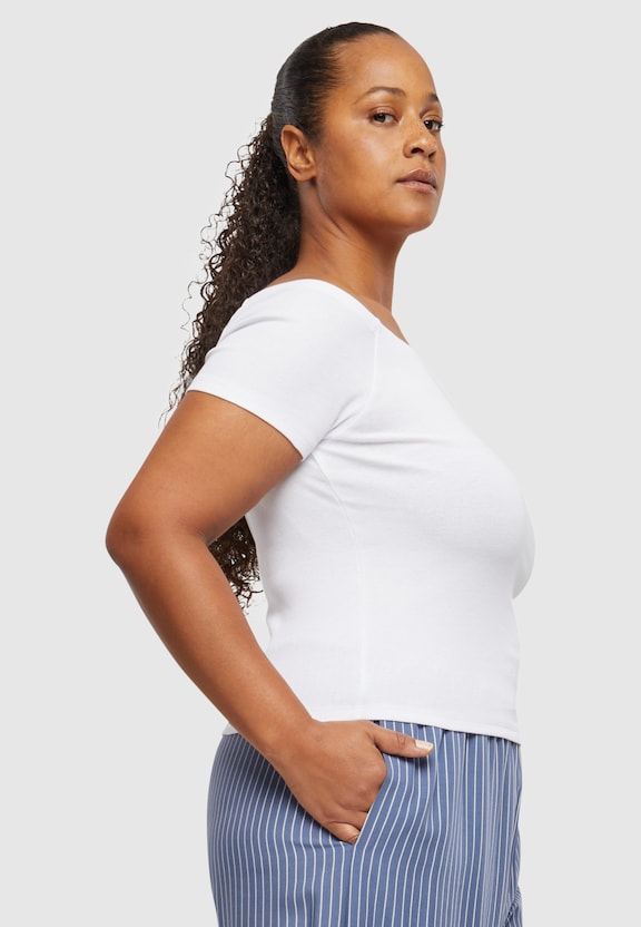 Ladies Organic Off Shoulder Rib Tee-12