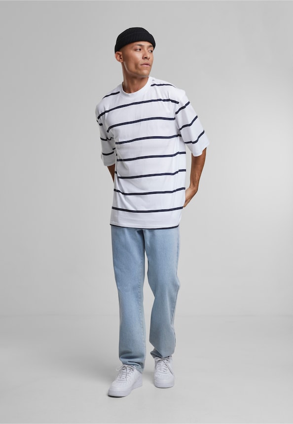 Oversized Sleeve Modern Stripe Tee-2