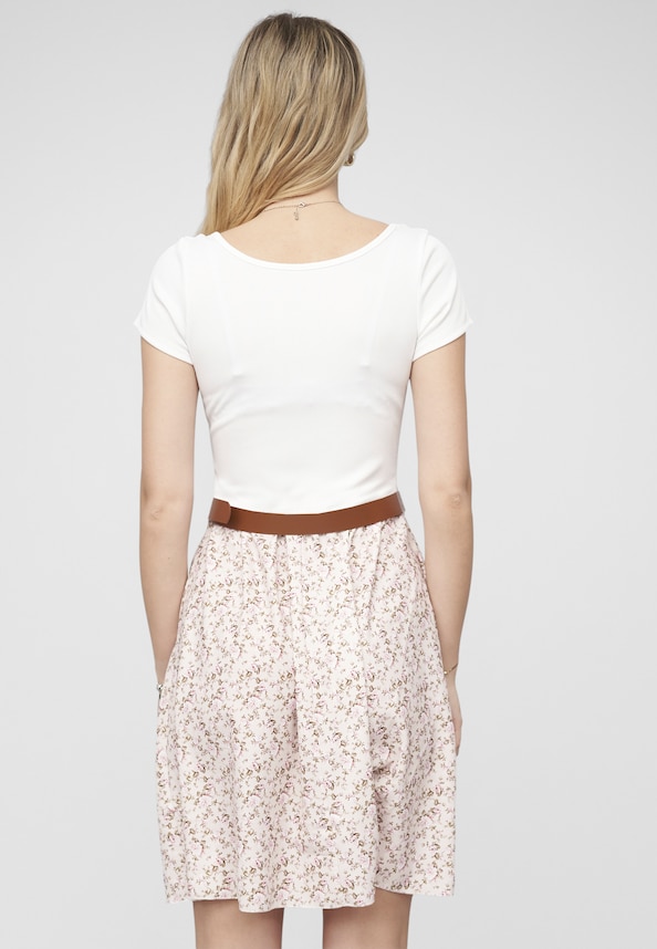 2-Tone Dress with Ditsy Print incl. a belt-1