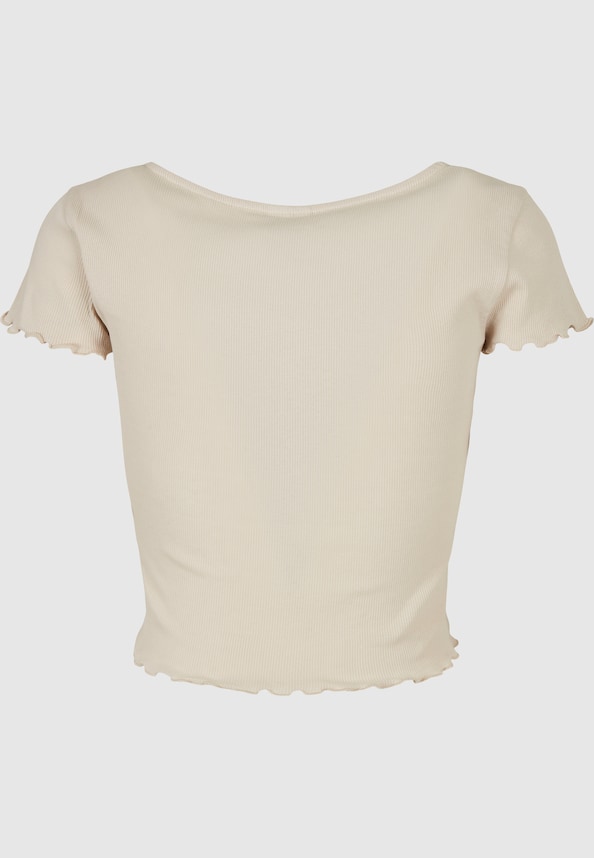 Ladies Cropped Button Up Rib-5