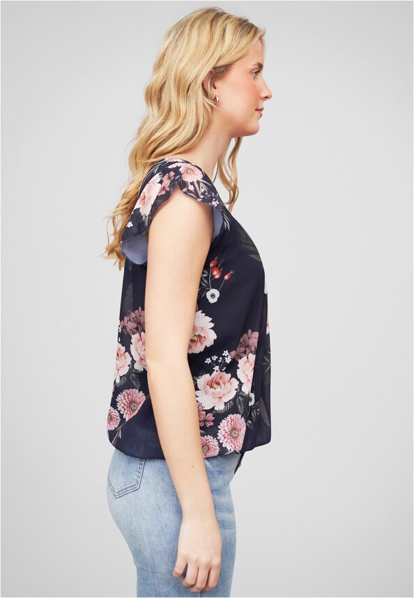 Cloud5ive Damen Chiffon Top 2-lagig Blumen Muster-3