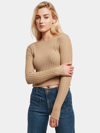 Ladies Short Rib Knit Twisted Back Sweater