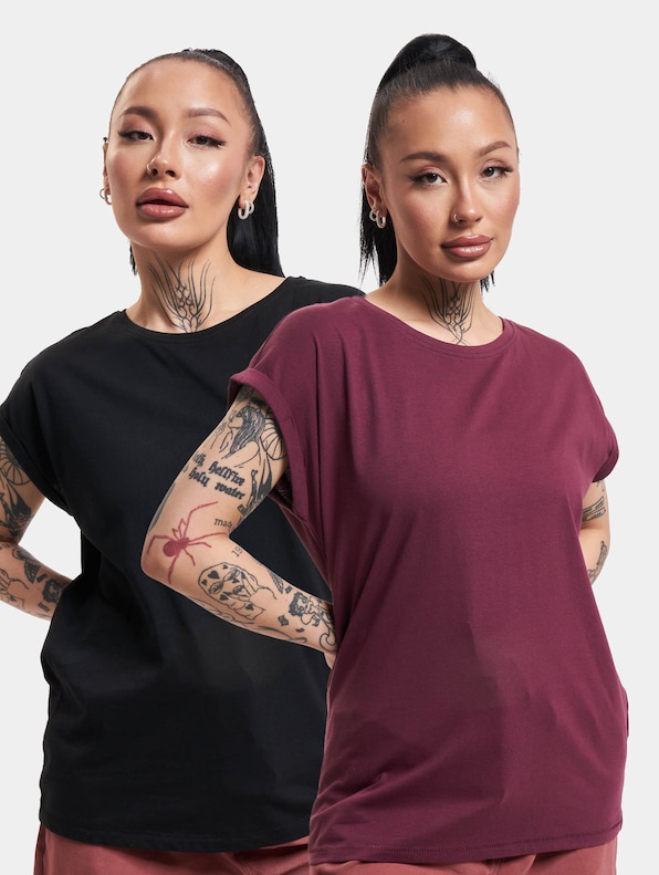 Urban Classics Ladies Extended Shoulder 2-Pack T-Shirt-0