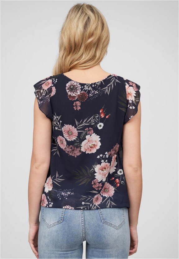Cloud5ive Damen Chiffon Top 2-lagig Blumen Muster-1