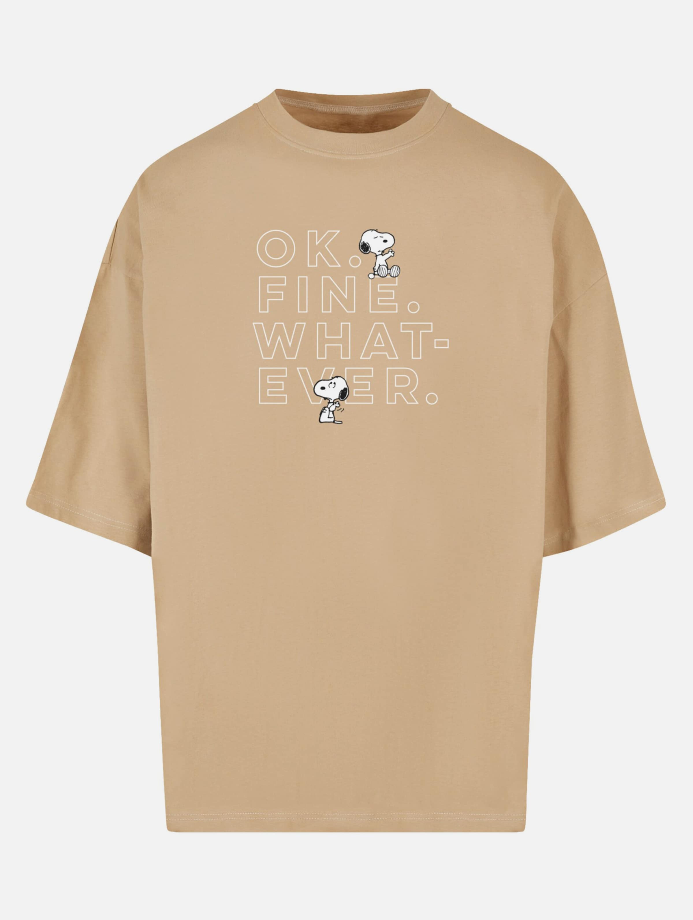 Merchcode Peanuts - Ok Fine Whatever Huge Tee op kleur beige, Maat 3XL