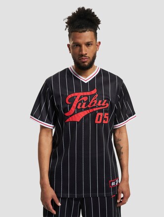 FUBU Varsity Pinstriped Mesh Tee