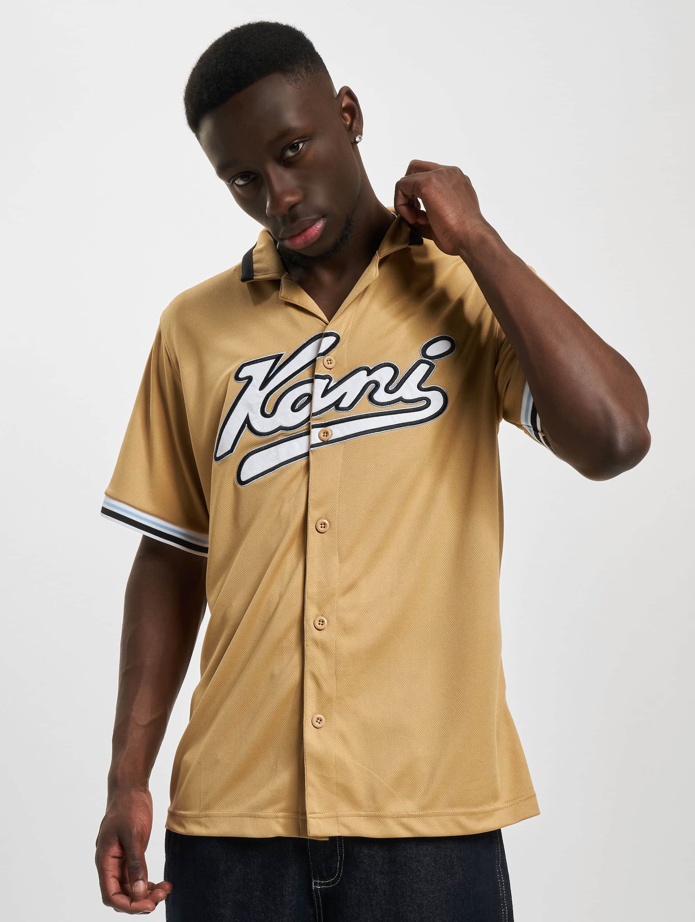 Karl Kani KM214-018-1 Varsity Baseball Shirt sand Mannen op kleur beige, Maat L