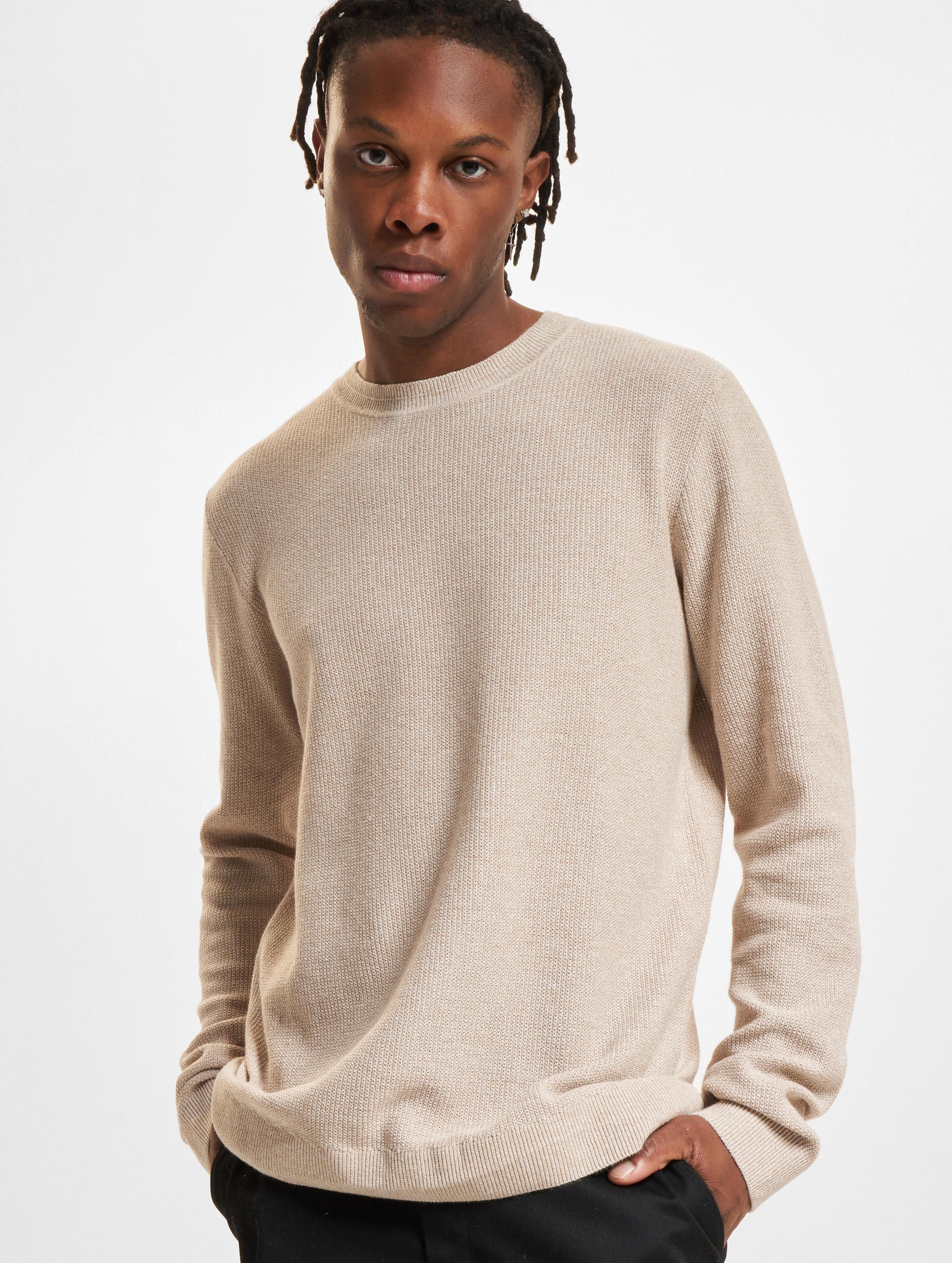 Jack & Jones Lucas Structure Knit Crew Neck Pullover op kleur bruin, Maat XL