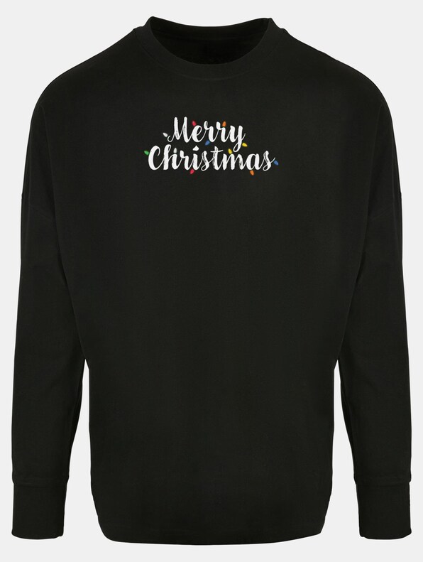 Merry Christmas Lights Oversized Cut On Sleeve -0