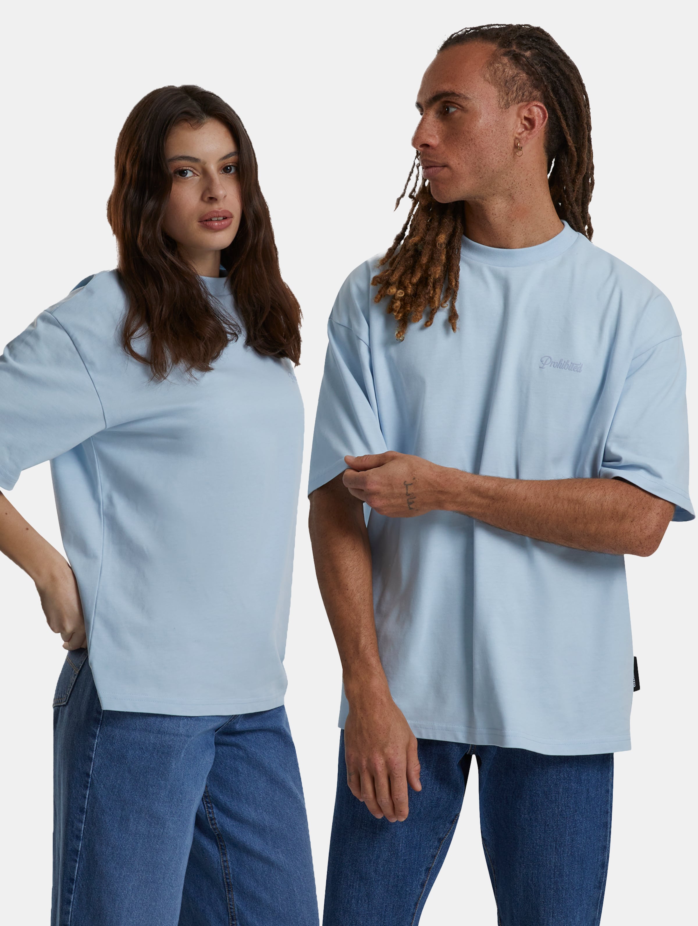 Prohibited 10119 V2 T-Shirts Frauen,Männer,Unisex op kleur blauw, Maat M