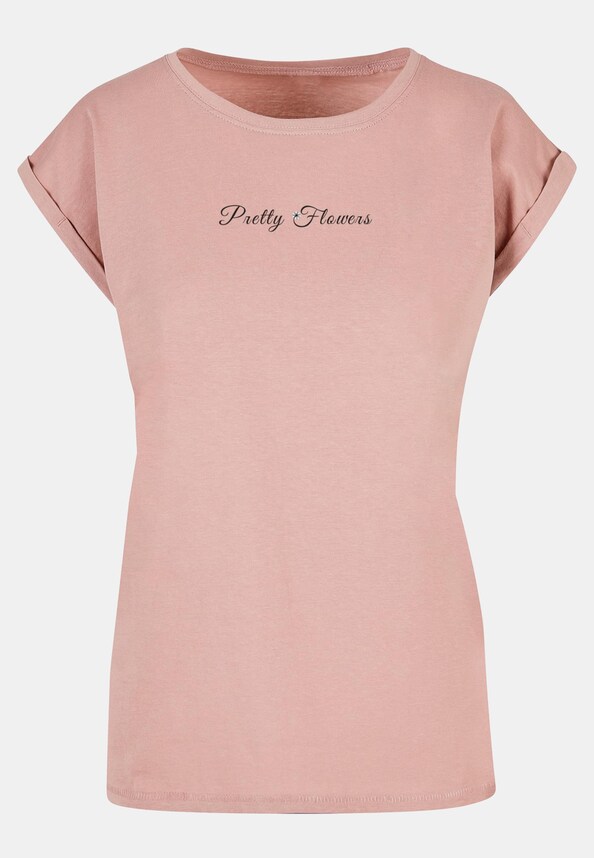 Ladies Pretty Flowers - Extended Shoulder Tee-4